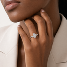 Princess Kite Halo Baseline in 18K White Gold wearing