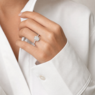 Oval Crown Halo Pavé in Platinum wearing