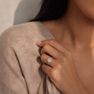 Cushion Twisted Shank Halo in Platinum wearing