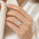 Round Regal Halo Pavé in 14K White Gold wearing