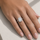 Radiant Octagon Halo in 18K White Gold wearing