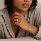 Round Cluster Halo in Platinum wearing