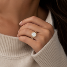 Round Split Shank Halo in 14K Rose Gold wearing