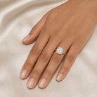 Cushion Scalloped Halo Baseline in 14K Rose Gold wearing