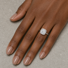 Cushion Scalloped Halo Baseline in 18K White Gold wearing