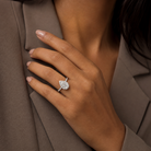 Pear Scalloped Halo Pavé in 14K White Gold wearing