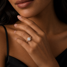 Round Scalloped Halo Pavé in 14K Rose Gold wearing
