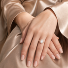 Oval Twisted Halo in 14K Yellow Gold wearing