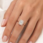 Emerald Compact Halo in 14K Rose Gold wearing