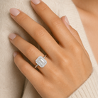 Emerald Compact Halo in Platinum wearing