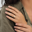 Round Compact Halo in 14K Rose Gold wearing