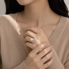 Round Floral Halo in 18K White Gold wearing