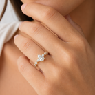 Pear Crescent Pear Side Stone in 14K Rose Gold wearing