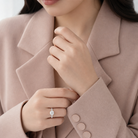 Round Crescent Pear Side Stone in 18K White Gold wearing