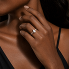 Pear Mixed-Shaped Shoulder Accent Ring in 14K Rose Gold wearing