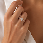 Oval Celestia Side Stone in 14K Rose Gold wearing