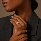 Round Celestia Side Stone in 14K Rose Gold wearing
