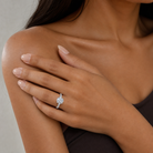 Round Celestia Side Stone in 18K White Gold wearing