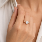 Heart Pear Scroll Side Stone in 14K Yellow Gold wearing