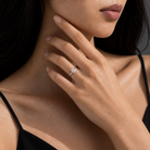 Emerald Petite Classic Solitaire in 14K White Gold wearing