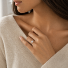 Round Petite Classic Solitaire in 18K White Gold wearing