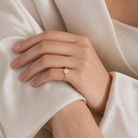 Cushion Hidden Halo Crown Clean in 14K Rose Gold wearing