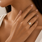 Pear Hidden Halo Crown Pavé in 14K Yellow Gold wearing