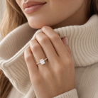 Emerald Hidden Halo Crown Petite Pavé in 14K Rose Gold wearing