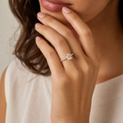 Emerald Hidden Halo Crown Petite Pavé in 14K Yellow Gold wearing