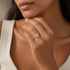 Oval Hidden Halo Crown Petite Pavé in 18K Yellow Gold wearing