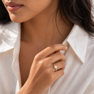Round Classic Knife-Edge Solitaire in 14K Yellow Gold wearing