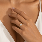 Asscher Bypass Solitaire in 14K Yellow Gold wearing