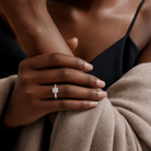 Radiant Milgrain Edge Solitaire in 14K White Gold wearing