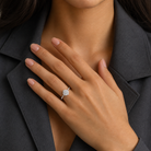 Cushion Petal Head Solitaire in 14K White Gold wearing