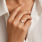 Princess Petal Head Solitaire in 14K Rose Gold wearing