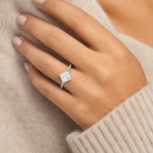 Princess Petal Head Solitaire in 14K White Gold wearing