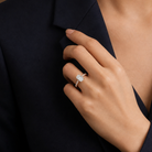 Emerald Accent Shoulder Solitaire in 18K Yellow Gold wearing