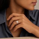 Round Hidden Halo Accent Six-Prong Pavé in 18K Yellow Gold wearing