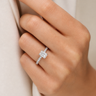Emerald Hidden Halo Accent Luxe Pavé in Platinum wearing