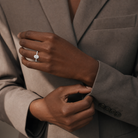 Oval Hidden Halo Accent Luxe Pavé in 14K White Gold wearing