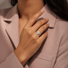 Oval Hidden Halo Accent Petite Pavé in 14K White Gold wearing