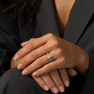 Pear Hidden Halo Accent Petite Pavé in 14K Yellow Gold wearing