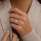 Round Hidden Halo Accent Petite Pavé in Platinum wearing