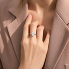 Oval Hidden Halo Accent Plain in Platinum wearing