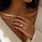 Cushion Classic Basket Pavé Solitaire in 14K Rose Gold wearing