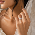 Pear Classic Basket Pavé Solitaire in 18K White Gold wearing