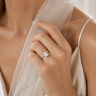 Emerald Classic Basket Plain Solitaire in 14K White Gold wearing