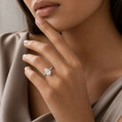 Pear Classic Basket Plain Solitaire in 14K White Gold wearing