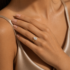 Pear Classic Basket Plain Solitaire in 14K Yellow Gold wearing