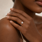 Round Classic Basket Plain Solitaire in 14K Rose Gold wearing